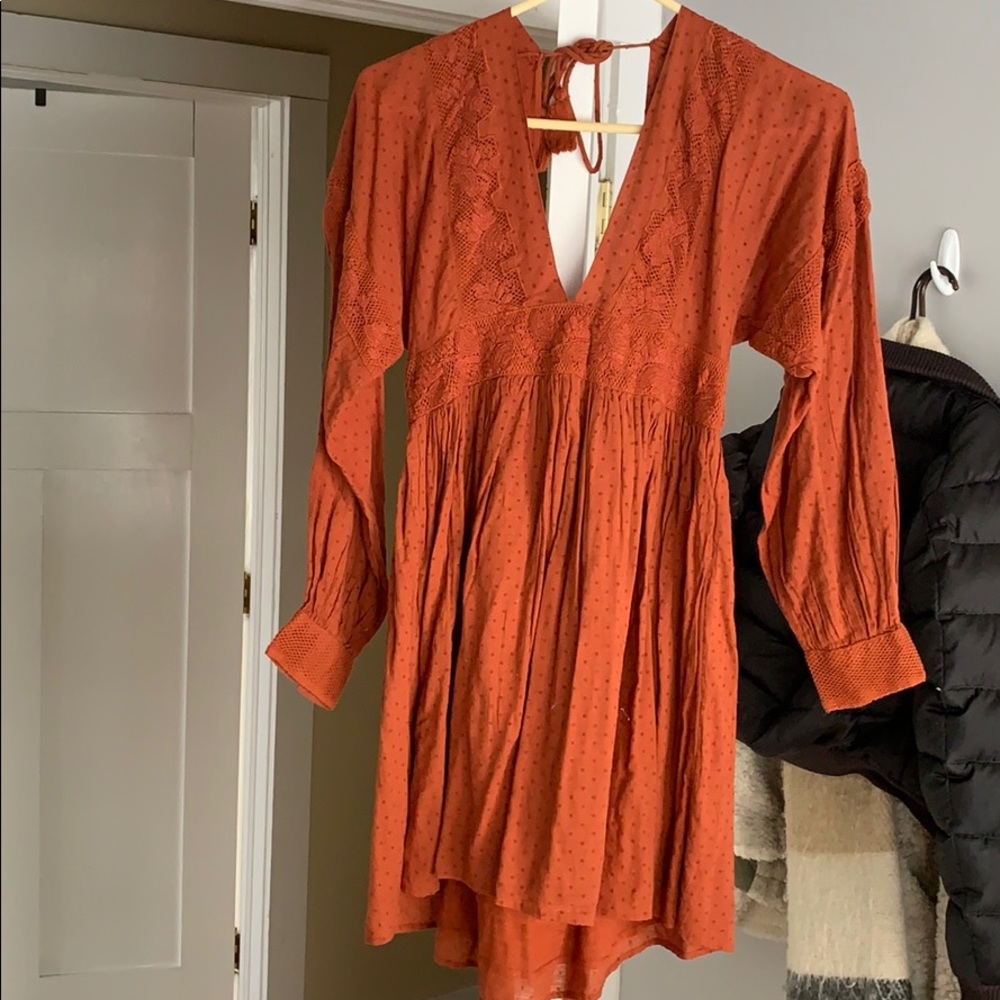 Free people burnt orange peasant dress